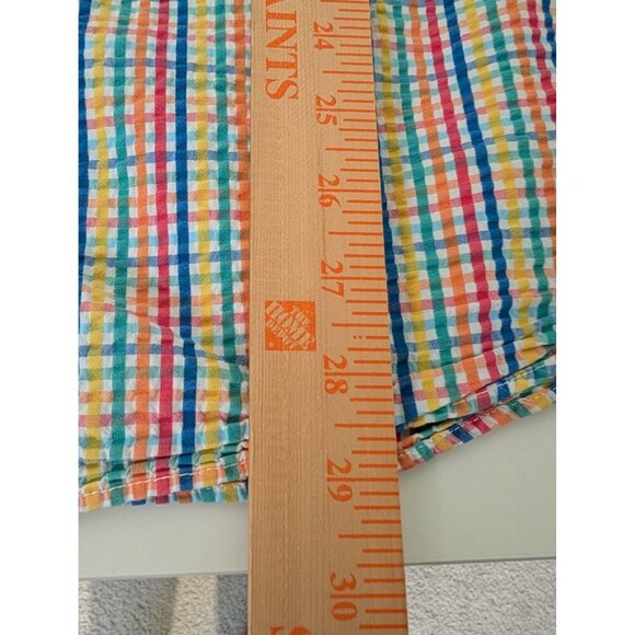 Lands End Seersucker Plaid Shirt Mens Size XL Colorful Short Sleeve Button Down - Picture 10 of 10